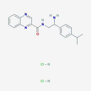 molecular formula C20H24Cl2N4O B2833846 N-[2-Amino-2-(4-propan-2-ylphenyl)ethyl]quinoxaline-2-carboxamide;dihydrochloride CAS No. 1833622-85-7