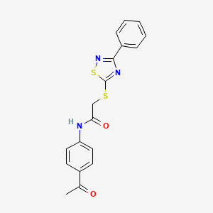 molecular formula C18H15N3O2S2 B2833847 N-(4-乙酰基苯基)-2-[(3-苯基-1,2,4-噻二唑-5-基)硫代基]乙酰胺 CAS No. 864856-27-9