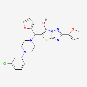 molecular formula C23H20ClN5O3S B2833850 5-((4-(3-Chlorophenyl)piperazin-1-yl)(furan-2-yl)methyl)-2-(furan-2-yl)thiazolo[3,2-b][1,2,4]triazol-6-ol CAS No. 887223-06-5