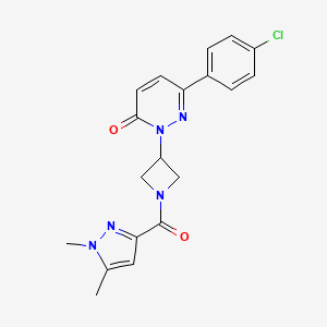 molecular formula C19H18ClN5O2 B2833852 6-(4-Chlorophenyl)-2-[1-(1,5-dimethylpyrazole-3-carbonyl)azetidin-3-yl]pyridazin-3-one CAS No. 2380078-02-2