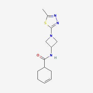 molecular formula C13H18N4OS B2833858 N-[1-(5-Methyl-1,3,4-thiadiazol-2-yl)azetidin-3-yl]cyclohex-3-ene-1-carboxamide CAS No. 2415524-22-8