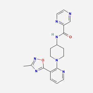 N-(1-(3-(3-methyl-1,2,4-oxadiazol-5-yl)pyridin-2-yl)piperidin-4-yl)pyrazine-2-carboxamide