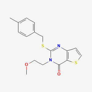 molecular formula C17H18N2O2S2 B2833862 3-(2-methoxyethyl)-2-[(4-methylbenzyl)sulfanyl]thieno[3,2-d]pyrimidin-4(3H)-one CAS No. 1326840-75-8