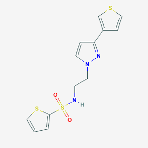 molecular formula C13H13N3O2S3 B2833863 N-(2-(3-(thiophen-3-yl)-1H-pyrazol-1-yl)ethyl)thiophene-2-sulfonamide CAS No. 2034452-91-8
