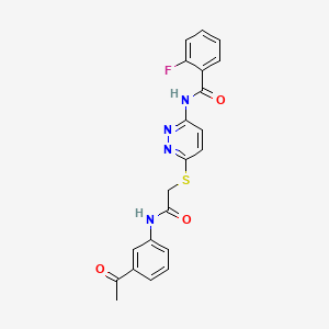 N-(6-((2-((3-acetylphenyl)amino)-2-oxoethyl)thio)pyridazin-3-yl)-2-fluorobenzamide