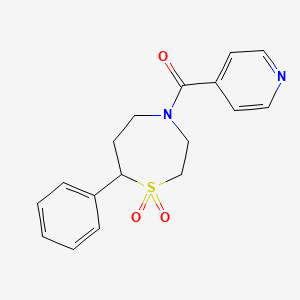 molecular formula C17H18N2O3S B2833874 (1,1-Dioxido-7-phenyl-1,4-thiazepan-4-yl)(pyridin-4-yl)methanone CAS No. 2034607-17-3