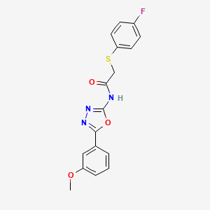 molecular formula C17H14FN3O3S B2833880 2-(4-氟苯基)硫代-N-[5-(3-甲氧基苯基)-1,3,4-噁二唑-2-基]乙酰胺 CAS No. 896349-10-3