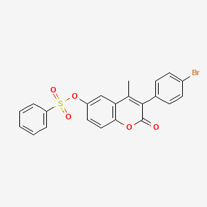 molecular formula C22H15BrO5S B2833889 3-(4-bromophenyl)-4-methyl-2-oxo-2H-chromen-6-yl benzenesulfonate CAS No. 896043-23-5