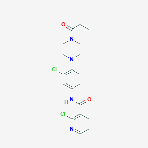 molecular formula C20H22Cl2N4O2 B283390 2-chloro-N-[3-chloro-4-(4-isobutyryl-1-piperazinyl)phenyl]nicotinamide 