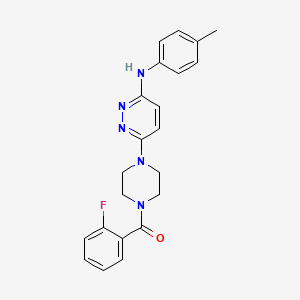 molecular formula C22H22FN5O B2833901 6-[4-(2-fluorobenzoyl)piperazin-1-yl]-N-(4-methylphenyl)pyridazin-3-amine CAS No. 946348-59-0