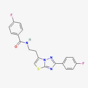 molecular formula C19H14F2N4OS B2833902 4-fluoro-N-(2-(2-(4-fluorophenyl)thiazolo[3,2-b][1,2,4]triazol-6-yl)ethyl)benzamide CAS No. 894050-43-2