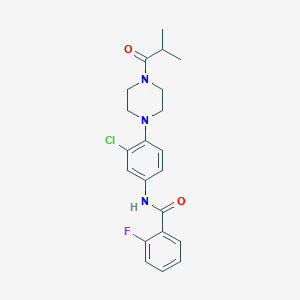 molecular formula C21H23ClFN3O2 B283391 N-[3-chloro-4-(4-isobutyryl-1-piperazinyl)phenyl]-2-fluorobenzamide 