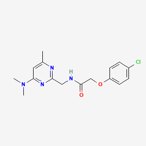 molecular formula C16H19ClN4O2 B2833911 2-(4-氯苯氧基)-N-((4-(二甲基氨基)-6-甲基嘧啶-2-基)甲基)乙酰胺 CAS No. 1797811-69-8