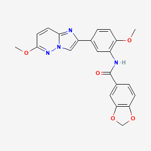 molecular formula C22H18N4O5 B2833928 N-(2-methoxy-5-(6-methoxyimidazo[1,2-b]pyridazin-2-yl)phenyl)benzo[d][1,3]dioxole-5-carboxamide CAS No. 952969-06-1