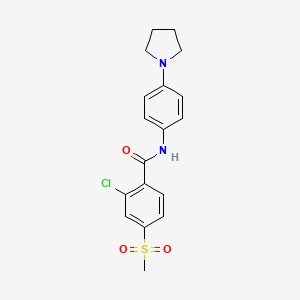 molecular formula C18H19ClN2O3S B2833934 2-chloro-4-(methylsulfonyl)-N-[4-(1-pyrrolidinyl)phenyl]benzenecarboxamide CAS No. 251097-30-0