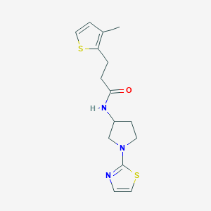 molecular formula C15H19N3OS2 B2833935 3-(3-甲基硫代吩-2-基)-N-(1-(噻唑-2-基)吡咯啉-3-基)丙酰胺 CAS No. 2034275-37-9