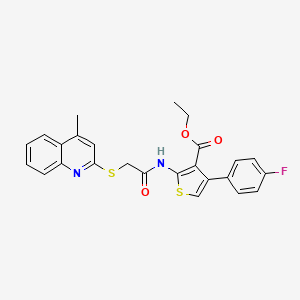 molecular formula C25H21FN2O3S2 B2833938 乙酸-4-(4-氟苯基)-2-[[2-(4-甲基喹啉-2-基)硫代乙酰]氨基]噻吩-3-羧酸乙酯 CAS No. 671198-87-1