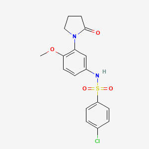 molecular formula C17H17ClN2O4S B2833940 4-chloro-N-(4-methoxy-3-(2-oxopyrrolidin-1-yl)phenyl)benzenesulfonamide CAS No. 942013-21-0