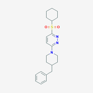 molecular formula C22H29N3O2S B2833943 3-(4-Benzylpiperidin-1-yl)-6-(cyclohexylsulfonyl)pyridazine CAS No. 1358799-74-2