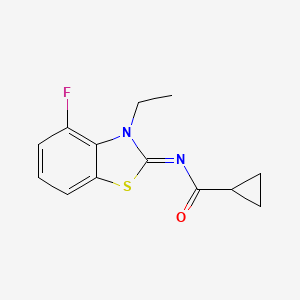 molecular formula C13H13FN2OS B2833945 N-(3-ethyl-4-fluoro-1,3-benzothiazol-2-ylidene)cyclopropanecarboxamide CAS No. 1322269-86-2