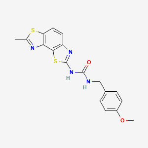 molecular formula C18H16N4O2S2 B2833952 1-(4-Methoxybenzyl)-3-(7-methylbenzo[1,2-d:3,4-d']bis(thiazole)-2-yl)urea CAS No. 1286720-39-5