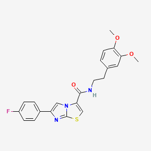 molecular formula C22H20FN3O3S B2833955 N-(3,4-dimethoxyphenethyl)-6-(4-fluorophenyl)imidazo[2,1-b]thiazole-3-carboxamide CAS No. 1049446-33-4