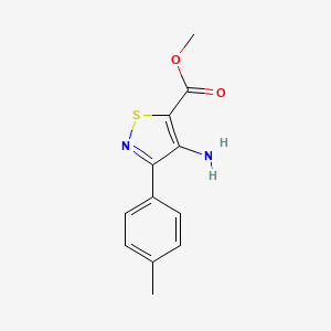 molecular formula C12H12N2O2S B2833959 Methyl 4-amino-3-(4-methylphenyl)-1,2-thiazole-5-carboxylate CAS No. 82424-70-2