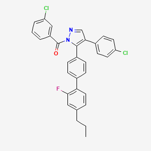 molecular formula C31H23Cl2FN2O B2833976 (3-chlorophenyl)[4-(4-chlorophenyl)-5-(2'-fluoro-4'-propyl[1,1'-biphenyl]-4-yl)-1H-pyrazol-1-yl]methanone CAS No. 477762-88-2