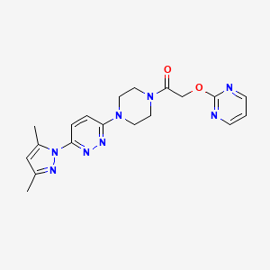 molecular formula C19H22N8O2 B2833977 1-(4-(6-(3,5-dimethyl-1H-pyrazol-1-yl)pyridazin-3-yl)piperazin-1-yl)-2-(pyrimidin-2-yloxy)ethanone CAS No. 1251578-44-5