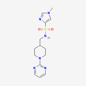 molecular formula C14H20N6O2S B2833980 1-methyl-N-((1-(pyrimidin-2-yl)piperidin-4-yl)methyl)-1H-imidazole-4-sulfonamide CAS No. 1052100-34-1
