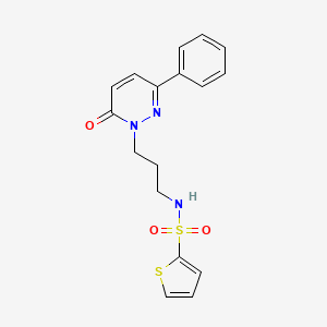 molecular formula C17H17N3O3S2 B2833998 N-(3-(6-氧代-3-苯基吡啶并[1,6H]-1-基)丙基)噻吩-2-磺酰胺 CAS No. 1021120-59-1