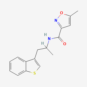 molecular formula C16H16N2O2S B2834022 N-(1-(benzo[b]thiophen-3-yl)propan-2-yl)-5-methylisoxazole-3-carboxamide CAS No. 2034316-67-9