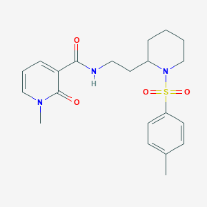 molecular formula C21H27N3O4S B2834053 1-甲基-2-氧代-N-(2-(1-对甲苯磺酰哌啶-2-基)乙基)-1,2-二氢吡啶-3-甲酰胺 CAS No. 1323659-19-3