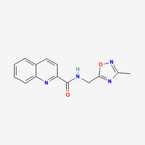 molecular formula C14H12N4O2 B2834057 N-((3-methyl-1,2,4-oxadiazol-5-yl)methyl)quinoline-2-carboxamide CAS No. 1207003-47-1