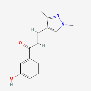 molecular formula C14H14N2O2 B2834068 (E)-3-(1,3-dimethyl-1H-pyrazol-4-yl)-1-(3-hydroxyphenyl)prop-2-en-1-one CAS No. 1005576-49-7