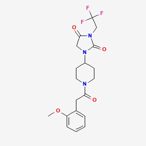 molecular formula C19H22F3N3O4 B2834073 1-{1-[2-(2-Methoxyphenyl)acetyl]piperidin-4-yl}-3-(2,2,2-trifluoroethyl)imidazolidine-2,4-dione CAS No. 2097900-36-0