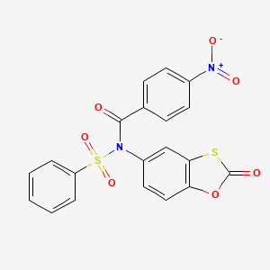 molecular formula C20H12N2O7S2 B2834079 4-硝基-N-(2-氧代-1,3-苯并噻唑-5-基)-N-(苯基磺酰)苯甲酰胺 CAS No. 670267-64-8