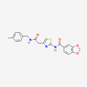 molecular formula C21H19N3O4S B2834080 N-(4-(2-((4-甲基苄基)氨基)-2-氧乙基)噻唑-2-基)苯并[d][1,3]二噁烷-5-甲酰胺 CAS No. 1005295-38-4