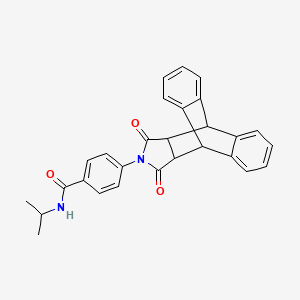 molecular formula C28H24N2O3 B2834083 4-[16,18-二氧代-17-氮杂五环[6.6.5.0~2,7~.0~9,14~.0~15,19~]十九烯-17-基]-N-异丙基苯甲酰胺 CAS No. 861209-02-1