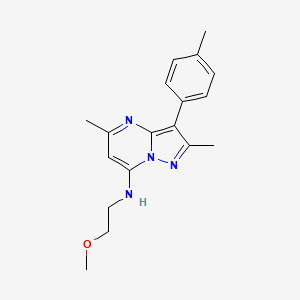 molecular formula C18H22N4O B2834087 N-(2-methoxyethyl)-2,5-dimethyl-3-(4-methylphenyl)pyrazolo[1,5-a]pyrimidin-7-amine CAS No. 900890-02-0