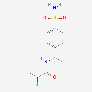 molecular formula C11H15ClN2O3S B2834094 2-chloro-N-[1-(4-sulfamoylphenyl)ethyl]propanamide CAS No. 1154010-20-4