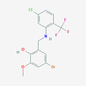 molecular formula C15H12BrClF3NO2 B2834095 4-Bromo-2-{[5-chloro-2-(trifluoromethyl)anilino]methyl}-6-methoxybenzenol CAS No. 329778-52-1