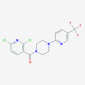 molecular formula C16H13Cl2F3N4O B2834100 (2,6-Dichloropyridin-3-yl)-[4-[5-(trifluoromethyl)pyridin-2-yl]piperazin-1-yl]methanone CAS No. 1023532-92-4