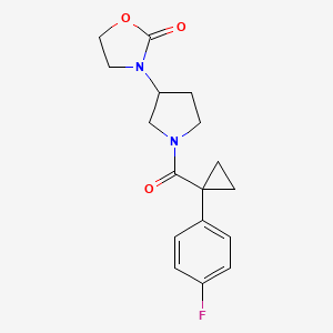 molecular formula C17H19FN2O3 B2834116 3-{1-[1-(4-Fluorophenyl)cyclopropanecarbonyl]pyrrolidin-3-yl}-1,3-oxazolidin-2-one CAS No. 2097932-73-3
