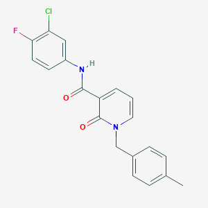 molecular formula C20H16ClFN2O2 B2834118 N-(3-chloro-4-fluorophenyl)-1-(4-methylbenzyl)-2-oxo-1,2-dihydropyridine-3-carboxamide CAS No. 946221-13-2