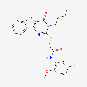 2-[(3-butyl-4-oxo-3,4-dihydro[1]benzofuro[3,2-d]pyrimidin-2-yl)sulfanyl]-N-(2-methoxy-5-methylphenyl)acetamide