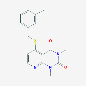 molecular formula C17H17N3O2S B2834137 1,3-Dimethyl-5-[(3-methylphenyl)methylsulfanyl]pyrido[2,3-d]pyrimidine-2,4-dione CAS No. 899732-43-5