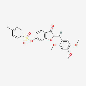 molecular formula C25H22O8S B2834140 (2Z)-3-oxo-2-(2,4,5-trimethoxybenzylidene)-2,3-dihydro-1-benzofuran-6-yl 4-methylbenzenesulfonate CAS No. 929413-34-3