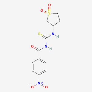 molecular formula C12H13N3O5S2 B2834165 3-(1,1-Dioxo-1lambda6-thiolan-3-yl)-1-(4-nitrobenzoyl)thiourea CAS No. 431893-19-5