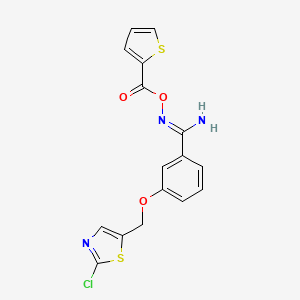 molecular formula C16H12ClN3O3S2 B2834175 (Z)-[氨基({3-[(2-氯-1,3-噻唑-5-基)氧基]苯基})甲基亚胺]噻吩-2-羧酸酯 CAS No. 1273562-43-8